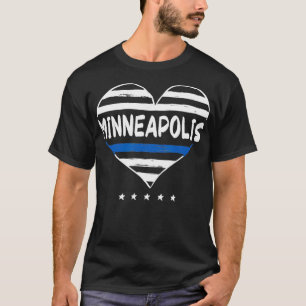 T-shirt Mince Ligne Bleue Coeur Minneapolis Police Officie