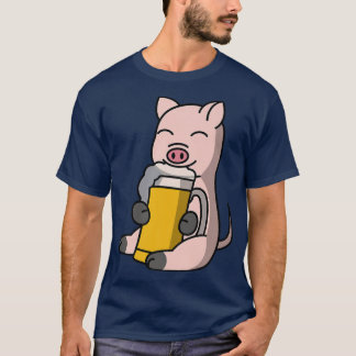 T-shirt Mini Cochon Boire Bière Animaux de compagnie Premi