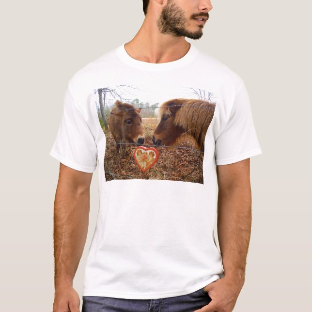 T-shirt Miniature Donkey & Horse Valentine Heart (Devant)