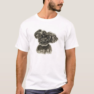 T-shirt Miniature Schnauzer noir chiot dessin aquarelle