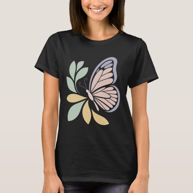 T-shirt Minimal Butterfly Nature Illustration (Devant)