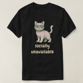 T-shirt Minimal Socially Unavailable Cat Illustration