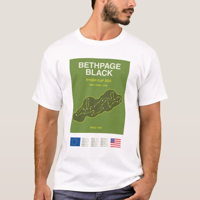 T-shirt Minimalist Bethpage Black Ryder Cup Line Print Tee (Devant)
