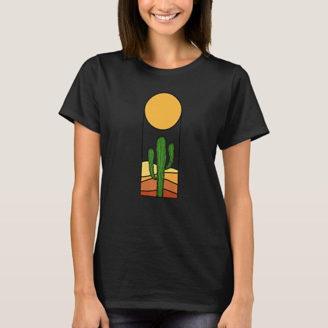 T-shirt Minimalist desert landscape with cactus (Devant)
