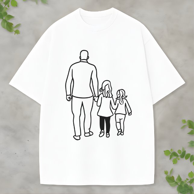 T-shirt Minimalist Father and Daughters Line Art (Créateur téléchargé)