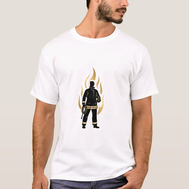 T-shirt Minimalist Fireman Shirt Firefighter Gift for man (Devant)