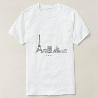 T-shirt Minimalist Paris Skyline Line Art