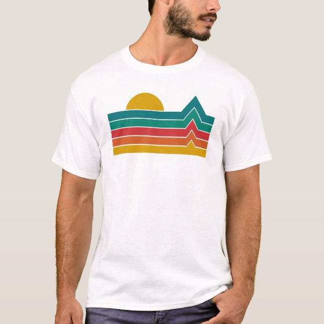 T-shirt Minimalist sun and waves (Devant)