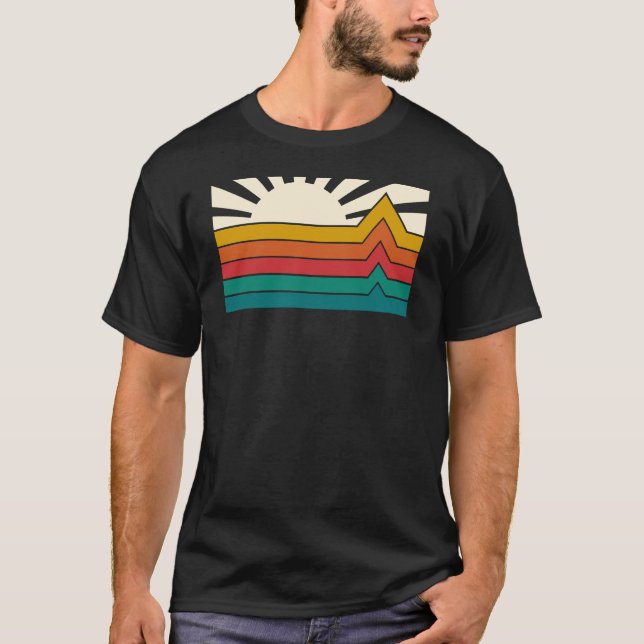 T-shirt Minimalist sunrise and waves (Devant)