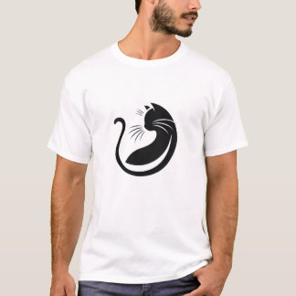 T-shirt minimaliste en silhouette de chat noir
