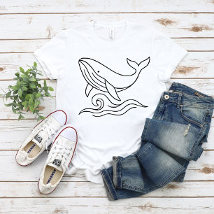 T-shirt Minimaliste Ligne d'art Baleine – Animal Marin