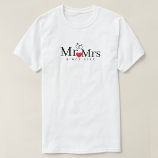 T-shirt Minimaliste Monsieur et Madame Depuis Année Person