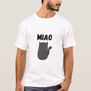 T-shirt minimaliste pour chat noir MIAO
