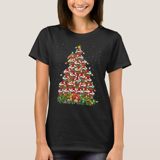 T-shirt Mink  Xmas Lights Santa Mink Christmas Tree (Devant)