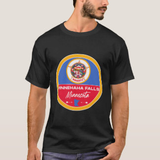 T-shirt Minnehaha Falls Minnesota Mn State Drapeau Badge