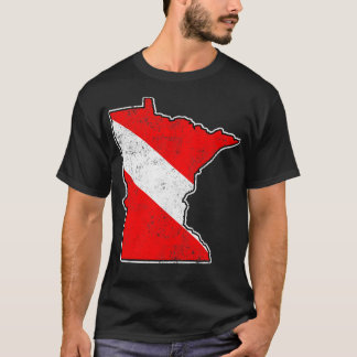 T-shirt Minnesota Dive Drapeau Plongée Plongée Carte d'éta