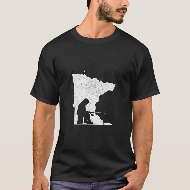 T-shirt Minnesota Ice Fishing State Map (Devant)