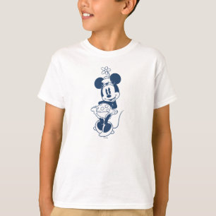 T-shirt Minnie classique   Huile bleue avec fleur