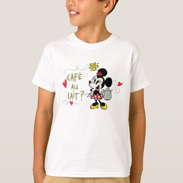 T-shirt Minnie française | Caf � au Lait ? (Devant)