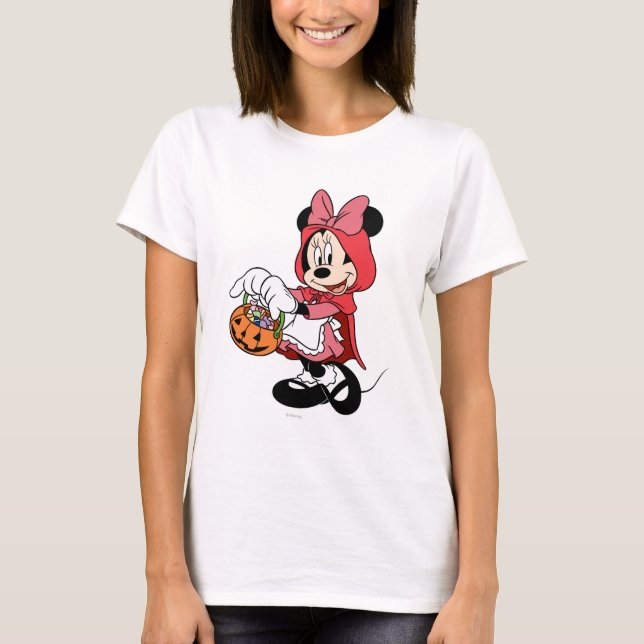 T-shirt Minnie Souris habillée comme un petit chapeau roug (Devant)