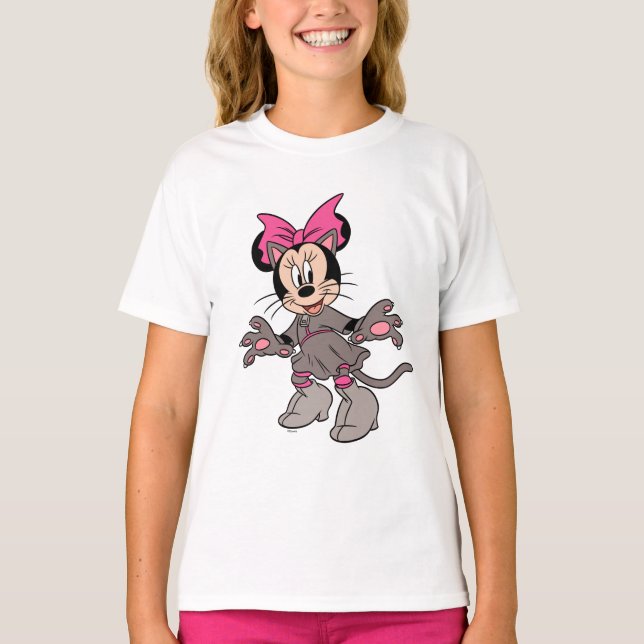T-shirt Minnie Souris habillée en chat mignon (Devant)