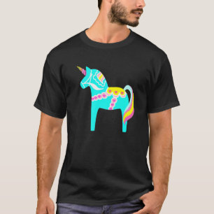 T-shirt Mint Green Dala Horse Unicorn Swedish Horse Nordic