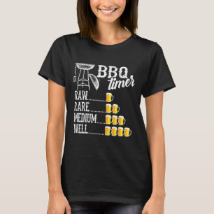 T-shirt Minuteur BBQ cool cru à bien cuit drôle de bière