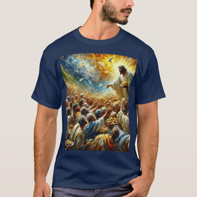 T-shirt Miracle of the Multitude - Chemise Loaves & Fishes (Devant)