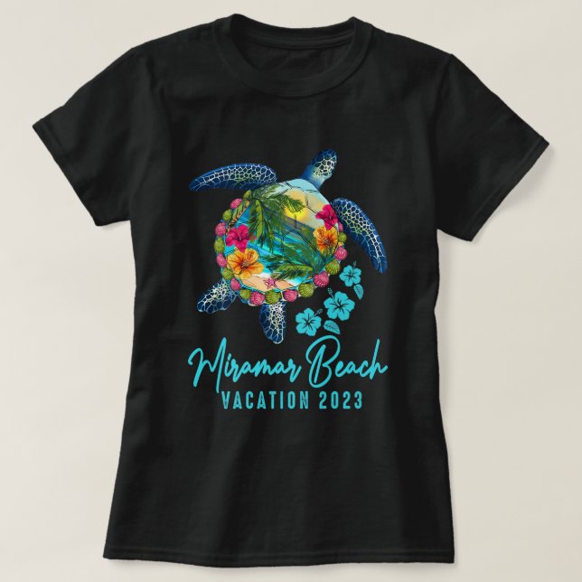 T-shirt Miramar Beach Sea Turtle Floride Famille Vacances  (Design devant)