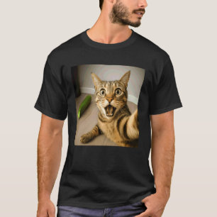 T-shirt Mise en page de mème de chat choqué drôle avec sel