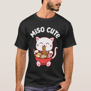 T-shirt Miso Cute Funny Chat Mange Ramen Noodle Soupe Kawa