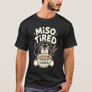 T-shirt Miso Tired Funny Dog Ramen T-Shirt, Cute Japanese 