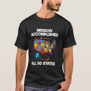 T-shirt Mission Réalisé Tous Les 50 États Carte Voyage rou