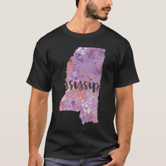 T-shirt mississippi calligraphy and abstract state outline