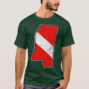 T-shirt Mississippi Dive Drapeau Plongée Scuba State Carte