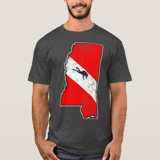 T-shirt Mississippi Dive Drapeau Plongée Scuba State Carte