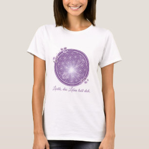 T-Shirt mit Blume des Lebens & Blüten, Lila, Blume