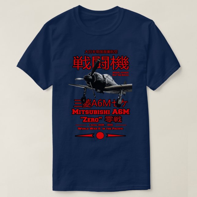 T-shirt Mitsubishi A6M Zero A6M Avion de chasse (Design devant)