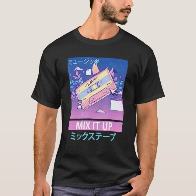 T-shirt Mix Tape Retro 80s Japanese Otaku Aesthetic Vaporw (Devant)