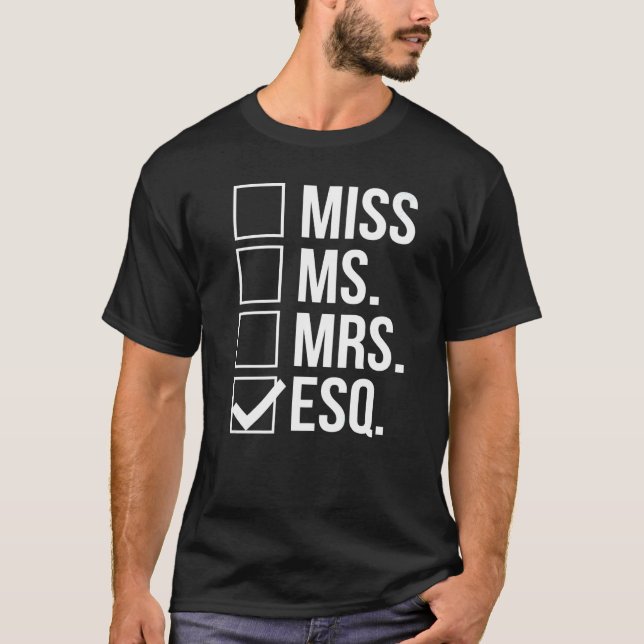 T-shirt Mlle Mme Esq Esquire Avocate Diplôme (Devant)