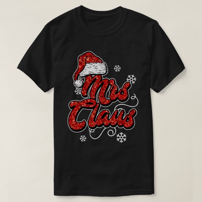 T-shirt Mme Clause Mari Femme Maman Papa Famille Noël (Design devant)