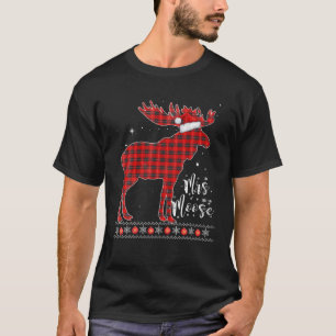 T-shirt Mme Moose Red Plaid Buffalo Matching Family Paj