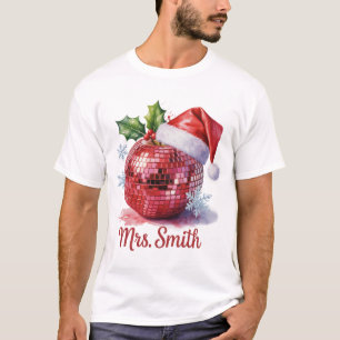 T-shirt Mme Smith Boule Disco Personnalisée Santa Hat Xmas