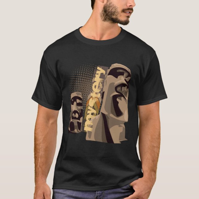 T-shirt Moai - noir (Devant)