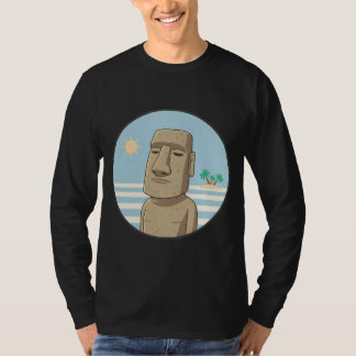 T-shirt Moai paisible au coucher du soleil