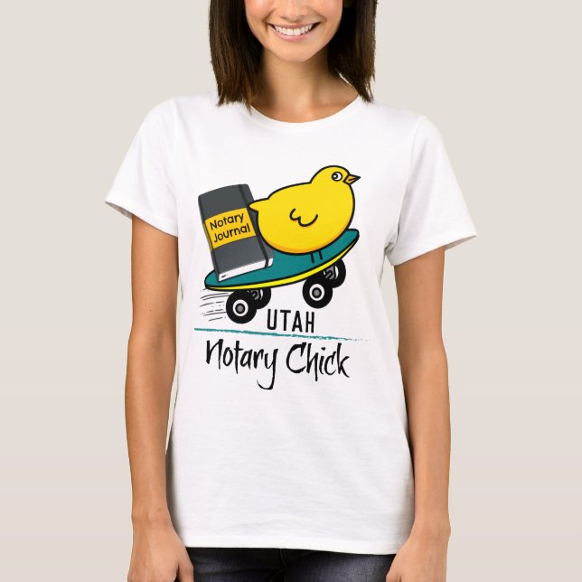 T-shirt Mobile Notaire Chick Riding Skateboard Utah (Devant)