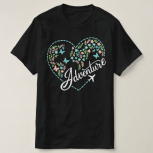 T-shirt Mode Avion Femmes Amour Cœur Graphique Aventure