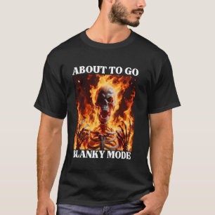 T-shirt Mode blanc Drôle Cringe Dur Skeleton Mème Flames