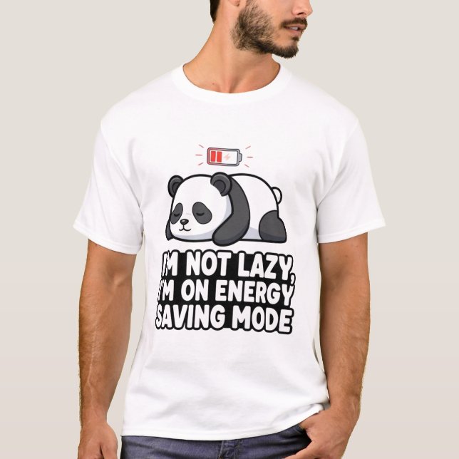 T-Shirt "Mode Économie d'Énergie" Funny Panda (Devant)