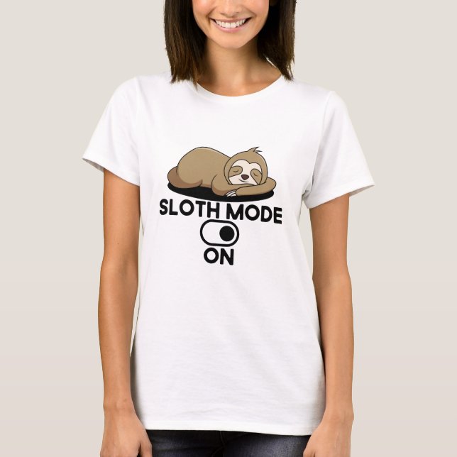 T-shirt Mode fentes Activé - Mignonne drôle Lazy (Devant)